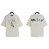 Palm Angels T-Shirts Pigeon Flow Lacquer Letter Foam Short Sleeve T-Shirt
