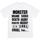 Men T-shirts 21FW Monster Tee Monster Alphabet Slogan Crew Neck Short Sleeve T-Shirt