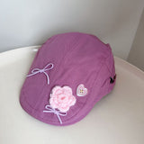 Y2k hot girl hat heavy industry macaron color bowsstereo flower forward hat dopamine travel sunshade beret