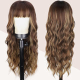 Women's Wigs Straight Bangs Long Wavy Gradient Wig