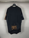 Men T-shirts Paris Inverted Tower Inkjet Printing Washed Old Damaged T-Shirts