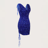 Women Dresses Sexy Temperament Velvet Sequined Dress (Hwfs0410)