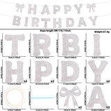 Themed Party Supplies Bow Theme Party Decoration Banner – Glittery Tinsel Bow Banner for Girls’ Birthday Party