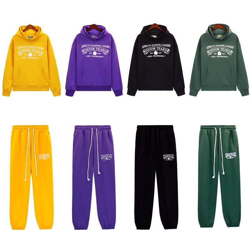 Denim Tears Hoodie & Sweatpants 2 Piece Set Casual Hooded Sweatshirt Sweatpants