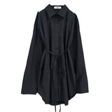 Women Sun Protection Shirt Loose Casual Lace up Shirt