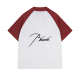 Rhude T Shirt Pocket Letter Embroidery Color Matching Short Sleeve Shirt
