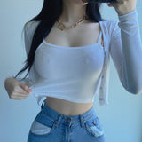 Women Sun Protection Shirt Camisole Short Cardigan Long-Sleeve Suit