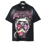 Hellstar T Shirt Alien Glasses Kids Print Washing Water Black Short Sleeve T-Shirt