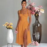 Women Dresses Fashion Casual Slim Fit Slit Sling High-End Dress Female (Hmr0410)
