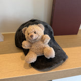 Y2k hot girl hat heavy industry stereo sitting bear doll baseball cap female brushed washed cartoon sunshade duckbill hat