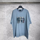 Men T-shirts Parisian Portrait Band Print Short Sleeve Crew Neck T-Shirt Casual