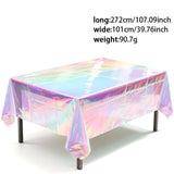 Themed Party Supplies Iridescent Table Cover – 1×2.7m PET Disposable Tablecloth for Party Decor