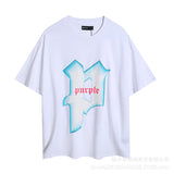 Purple Brand T ShirtsPurple Micro Label Letter Pattern Printed Short Sleeve T-Shirt
