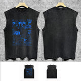 Purple Brand Distressed Tank T Shirts Distressed Sleeveless T-shirt Vest