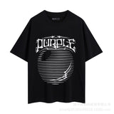Purple Brand T ShirtsPurple Micro Label Letter Pattern Printed Short Sleeve T-Shirt