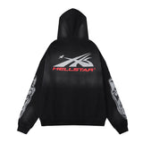 Hellstar Hoodie & Pants autumn and winter flare black flame pants hoodie