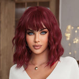 Women'S Wigs  Straight Bang Water Wave Short Curly Synthetic Wig
