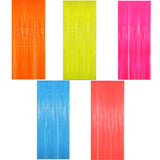 Themed Party Supplies Neon Theme Party Decoration Set – Fluorescent Fringe Curtains, Colorful Banners & Table Skirts