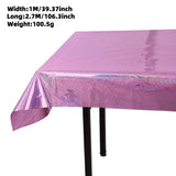 Themed Party Supplies Gender Reveal Foil Fringe Curtain & Tablecloth Set – Baby Boy & Girl Party Decorations