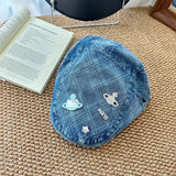 Y2k hot girl hat heavy industry denim easiest for matchretro checkerboard duck tongue beret hat