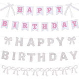 Themed Party Supplies Bow Theme Party Decoration Banner – Glittery Tinsel Bow Banner for Girls’ Birthday Party