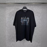 Men T-shirts Parisian Portrait Band Print Short Sleeve Crew Neck T-Shirt Casual