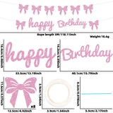 Themed Party Supplies Bow Theme Party Decoration Banner – Glittery Tinsel Bow Banner for Girls’ Birthday Party