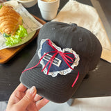 Y2k hot girl hat heavy industry stereo heart lace peaked cap patch sun visor baseball cap