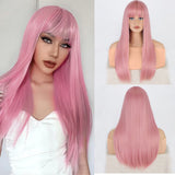 Women's Wigs Straight Bangs Long Straight Heat-Resistant Wig