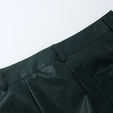 Rhude Pant Micro Label Letter Embroidered Casual PU Leather Pants, Straight Pants