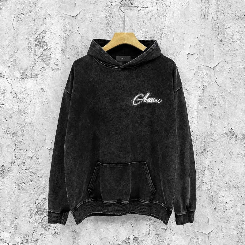 Amiri washed hoodie with starry sky distressed print
