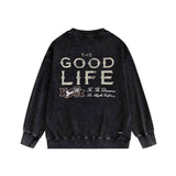 Amiri washed sweatshirt distressed text printing washed and distressed