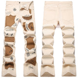 Mens Fashion Jeans Patchwork wide-leg pants 5712#