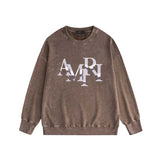 Amiri washed sweatshirt metallic luster letter print washed old