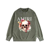 Amiri washed sweatshirt flower skull printing washed and distressed
