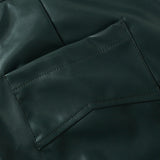 Rhude Pant Micro Label Letter Embroidered Casual PU Leather Pants, Straight Pants