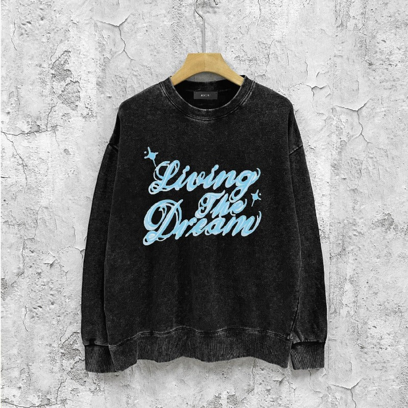 Amiri washed sweatshirt cloud letter printing washed and distressed