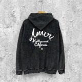 Amiri washed hoodie california hollywood letter washed distressed printing