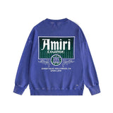 Amiri washed sweatshirt flower diamond nameplate printing washed and distressed