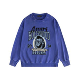 Amiri washed sweatshirt blue lion printing washed and distressed