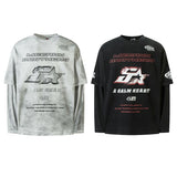 Men long sleeved shirt retrospring & fallmen's old washed fake two-piece for men and women