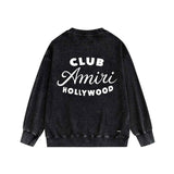 Amiri washed sweatshirt hollywood club printing washed and distressed