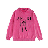 Amiri washed sweatshirt skull puppet printing washed and distressed