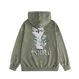 Amiri washed hoodie angel distressed printing