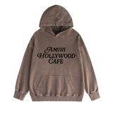 Amiri washed hoodie hollywood font distressed printing