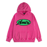 Amiri washed hoodie oval letter distressed printing