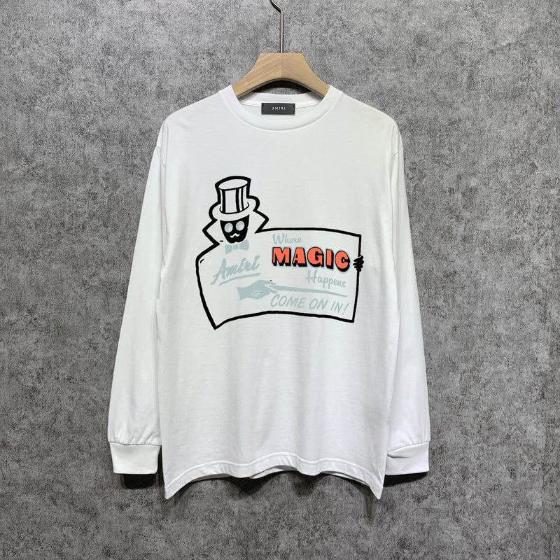 Amiri long sleeve shirts top hat magician printing