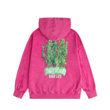 Amiri washed hoodie green leaf letter distressed printing