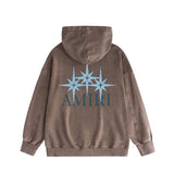 Amiri washed hoodie bone crack star distressed printing