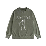 Amiri washed sweatshirt skull puppet printing washed and distressed
